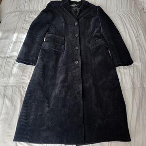 Black Label Ralph Lauren 100% Cotton Black Corduroy Button Down Long Coat